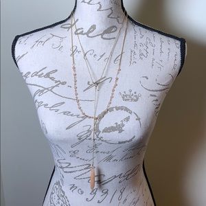 Anna &Ava Gold Layered Necklace with Rose Quartz